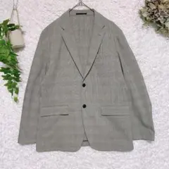 【美品】ユニクロ⭐️ 感動ジャケット テーラード グレンチェック グレー　L