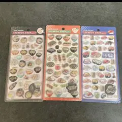 ボンボンドロップシール3枚セット　和柄　寿司　ラーメン　日本食