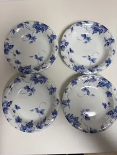 最終金額❣️たち吉　Adamと EVE青い花柄の浅い皿4枚セット
