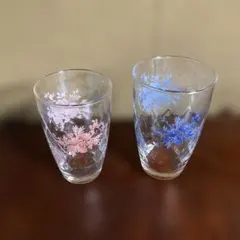 花柄 グラス 2個セット 昭和 레트로
