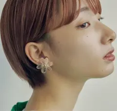 GOLDY 花形 イヤリング 透明 ゴールド