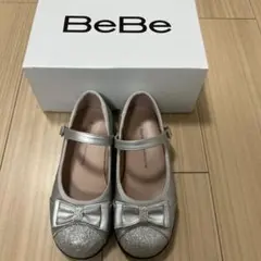 BeBe シルバー リボン付き フォーマルシューズ　19㎝