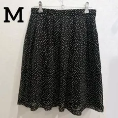 美シルエット ドット柄 フレアスカート 黒 【レディースM相当】 大人可愛い 夏