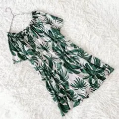 《H&M》 (XS) オフショルダーチュニック モンステラ ハワイアン 春夏