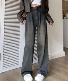 ZOZO ワイドデニムパンツ　デニム　ハイウエスト　ジーンズ