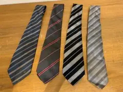 N0712-06★dunhill ダンヒル ネクタイ 黒系 グレー系 4本セット