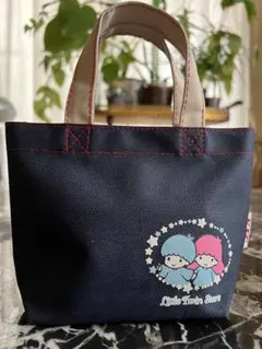 レトロ リトルツインスターズ キキララ ネイビー ミニトートバッグ
