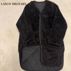 人気✴︎LASUD 2wayキルティングノーカラーアウター リバーシブル/ブラック