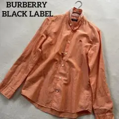 バーバリーブラックレーベル　麻　綿　長袖　シャツ　ホースロゴ　ロールアップ