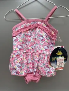 ハローキティ小花柄ピンク水着90センチ