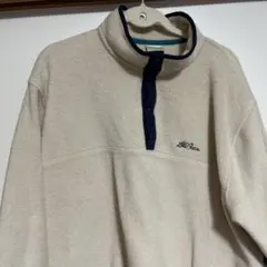 L.L.Bean アイボリー 古着フリースプルオーバー、ハーフジップ