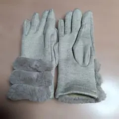 ベージュ ファー付きロンググローブ