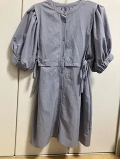 レトロガール　半袖 シャツワンピース　リボン付き