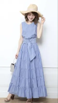 SLOBE IENA ライトブルー24SS ピンタックフリルワンピース - メルカリ