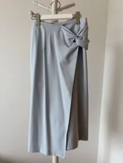 美品 ナチュラルビューティーベーシック 水色 タイトスカート S