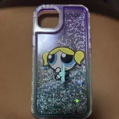 グリッターケース パワパフのスマホリング付きiPhone15plusケース