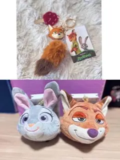 ズートピア ニック ジュディ ペア 立体チャーム キーホルダー しっぽ