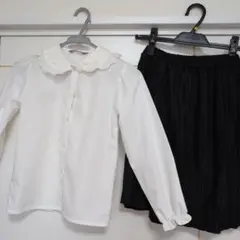 ホワイトブラウスとブラックスカートセット
