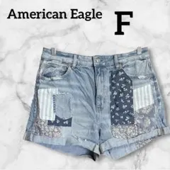 希少✨American Eagle【F】マムショートパンツ デニム パッチワーク