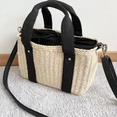 レプシム　2wayかごバッグ　巾着　ショルダーバッグ　ハンドバッグ　ブラック　夏のサムネイル