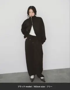 HANNE Wウエストジャージパンツ ブラック