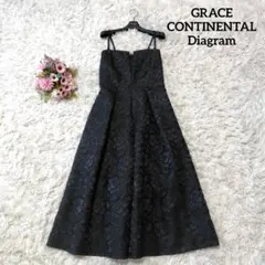 【未使用級♡定価5.2万】グレースコンチネンタル　ジャガードドレスサロペット　黒のサムネイル