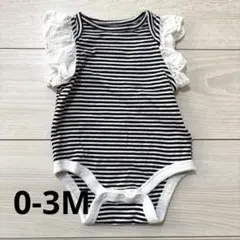 baby GAP 黒白ストライプロンパース 0-3M