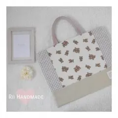 くま♡レッスンバッグ*ハンドメイド*テディベア*バック*絵本袋*入園*入学