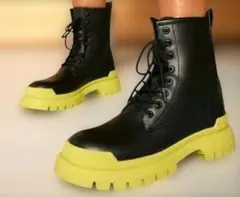 厚底ブーツ　黄色×ブラック　23.5cm