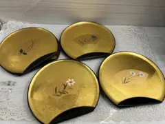 ★新品★半月銘々皿　８枚セット　金箔　金沢箔工芸　小皿　金箔　漆器