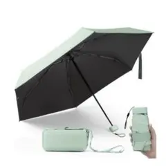晴雨兼用 日傘 UVカット 折りたたみ傘 コンパクト 軽量 ケース付き グリーン