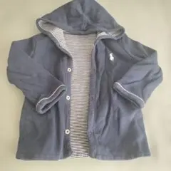 ポロ フード付きトレーナー ネイビー ボーダー リバーシブル