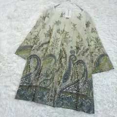 極美品✨定価4.7万 【レリアン】ペイズリー柄 シフォンブラウス M グリーン系