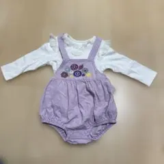 【値下げ】花柄刺繍ロンパース サイズ80＋白のフリル付き長袖 サイズ７０