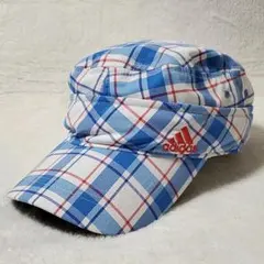adidas アディダス ワークキャップ 帽子 ユニセックス 青系 チェック柄