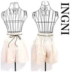 INGNI合皮紐付ライスコールキュロット M ベージュ 秋冬【adq014】