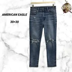 アメリカンイーグル　ストレッチスキニーデニムパンツ　ダメージ加工　カジュアル