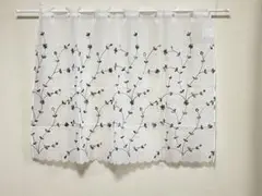 小窓用刺繍カフェカーテン　チェーンリーフ110x75cm