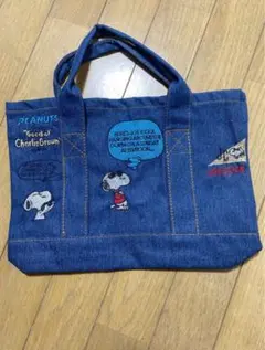 ✨新品✨ スヌーピー PEANUTS デニム ハンドバッグ ネイビー