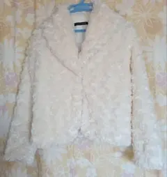 アイボリー ポリエステル ファーコート Mサイズ