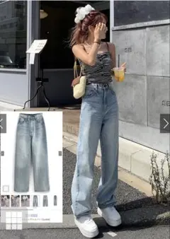 即日発送　グレイル　GRL ルーズストレートデニムパンツ　cu534