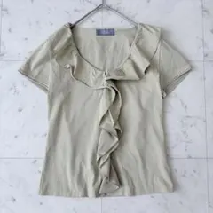 フランコフェラーロ フリルトップス 半袖カットソー Tシャツ ストレッチ 上品のサムネイル