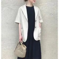 リエディ テーラードジャケット リネン 麻混 半袖 羽織 アウター 薄手 Mのサムネイル