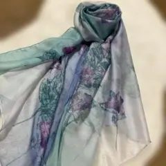 ムーンバット　シフォンストール ・ロングスカーフ　青紫花柄