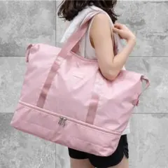 大容量トラベルバッグ ピンク 新品 軽量 ボストンバッグ 旅行 ジム