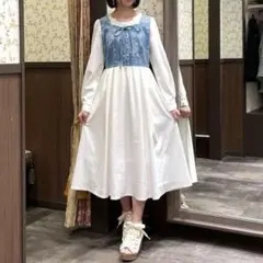 タグ付新品 axes femme ブーケデニムレースアップワンピース