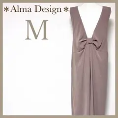アルマデザイン 背中リボン とろみ素材ワイドサロペット オールインワン
