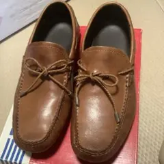 ブラウンレザー ローファー 靴ひも付き