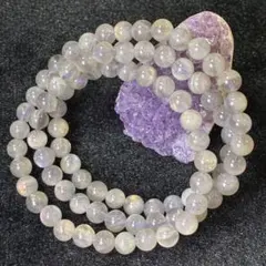 パープルラブラドライト 3連♪6.8ミリ玉！プロフ必読