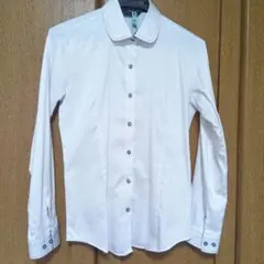 BRICKHOUSE 長袖シャツS チェック柄ステッチ襟カフス オフィス